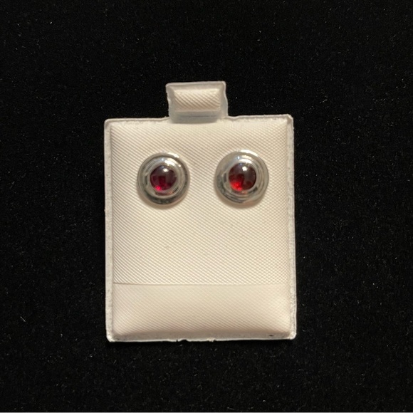 Sterling silver 925 Cabachon Garnet earrings - Picture 6 of 10